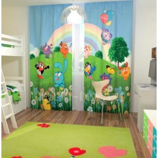 Фотошторы для детской комнаты с эффектом объемного рисунка 3D Смешарики 155*270см